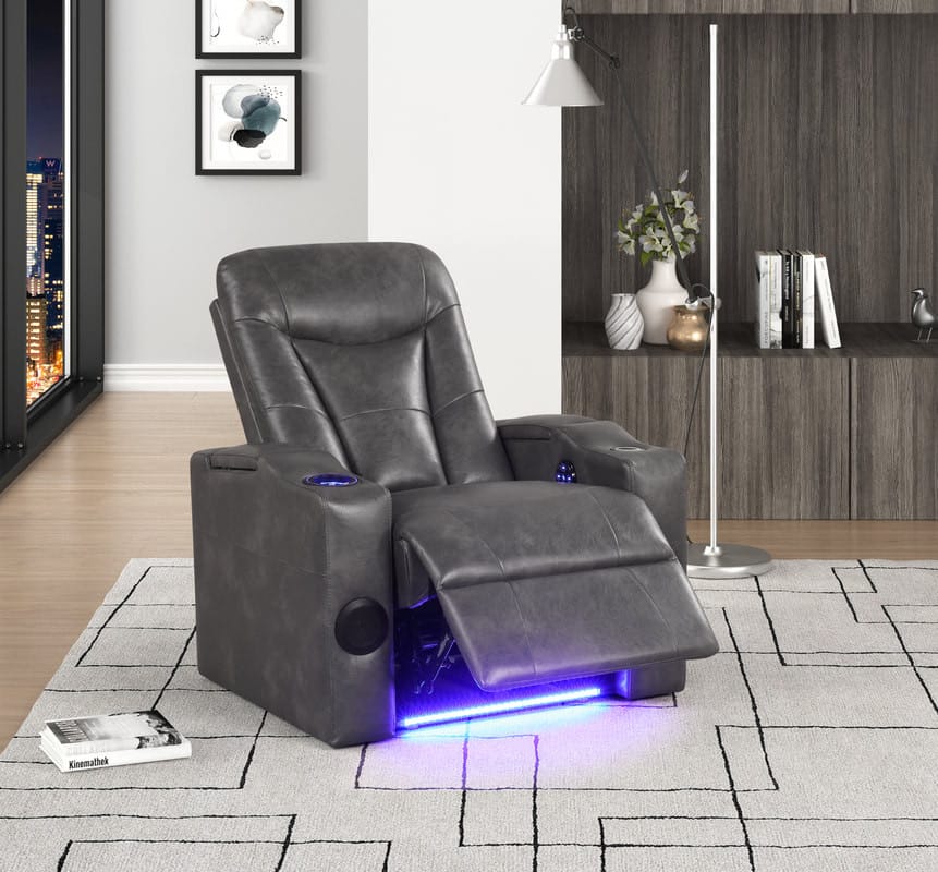 TOPGUN2 Dark Gray - Power Recliner (Bluetooth Speaker + Led Light)